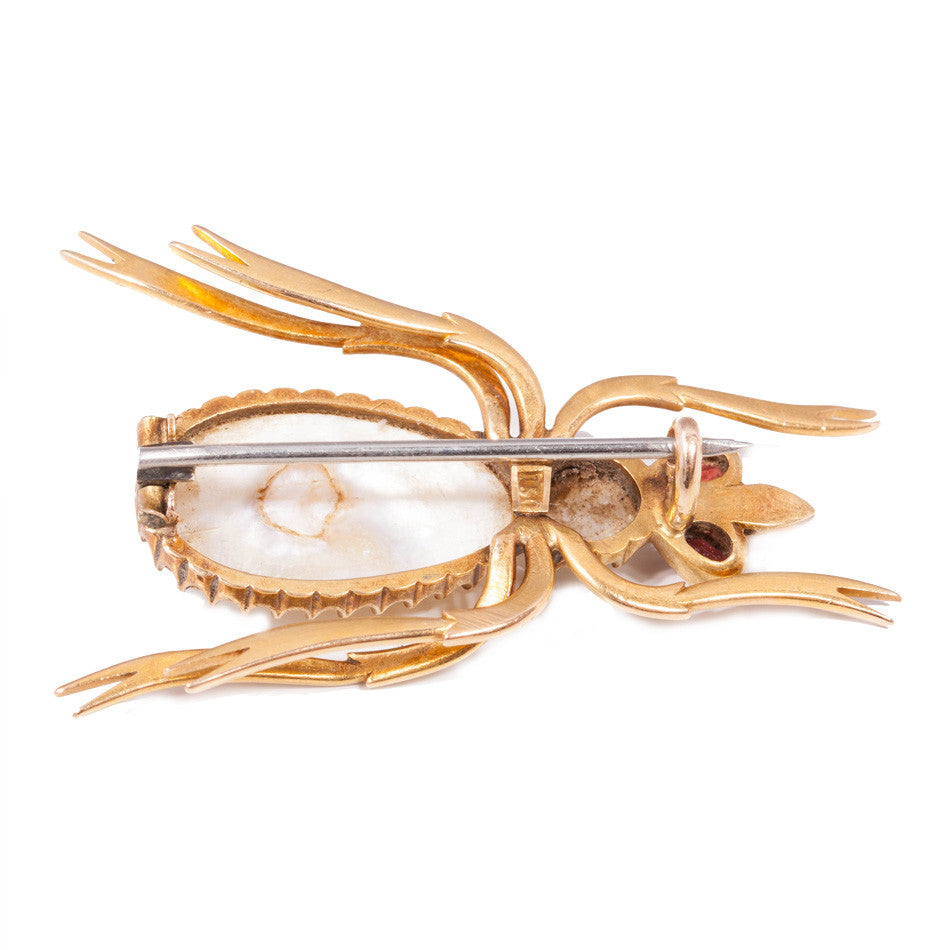 Antique 15ct Pearl & Garnet Bug Brooch