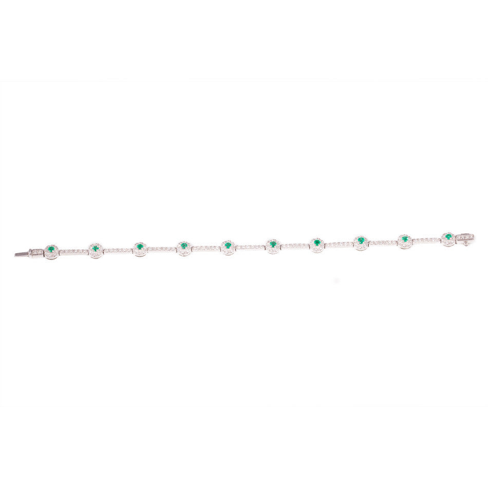 Diamond & Emerald Tennis Bracelet set in 14ct