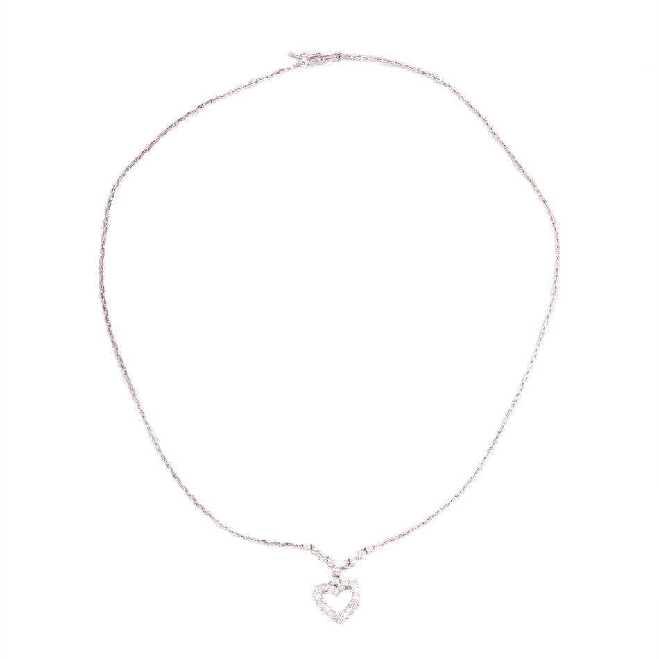 Diamond Heart Pendant in 14ct white gold