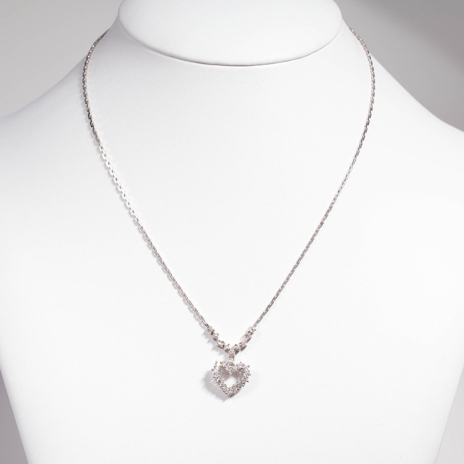 Diamond Heart Pendant in 14ct white gold