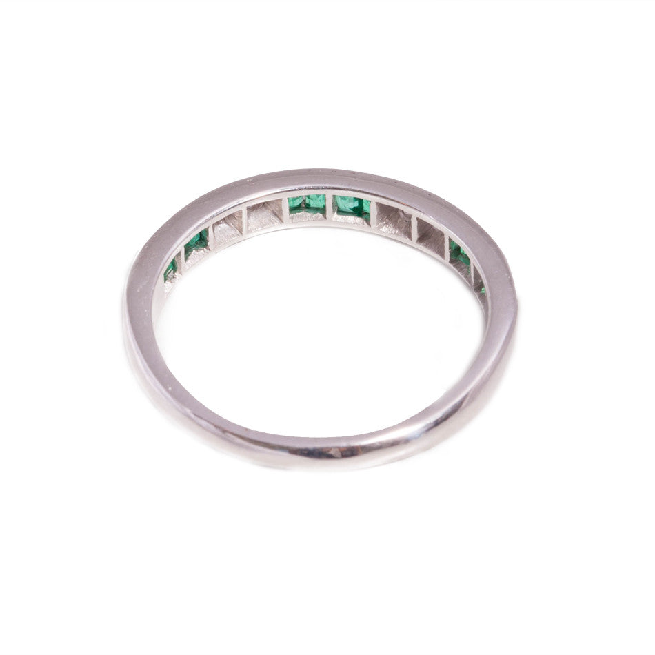 Art Deco Style Emerald & Diamond Band in Platinum & 18ct