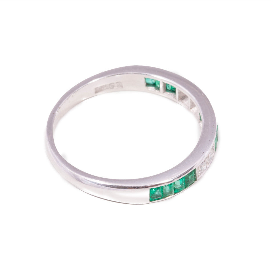 Art Deco Style Emerald & Diamond Band in Platinum & 18ct