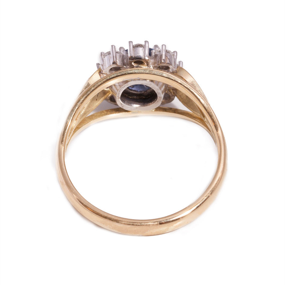 Handmade Sapphire and Diamond Cluster ring in 18ct