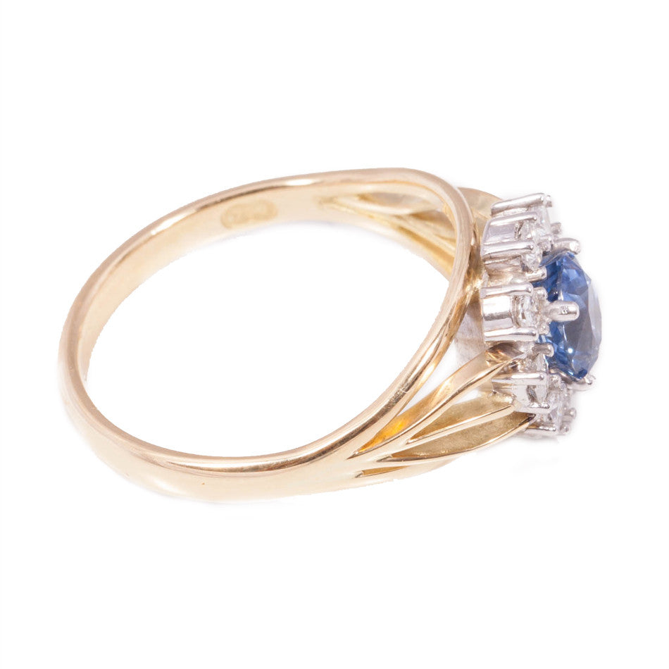 Handmade Sapphire and Diamond Cluster ring in 18ct