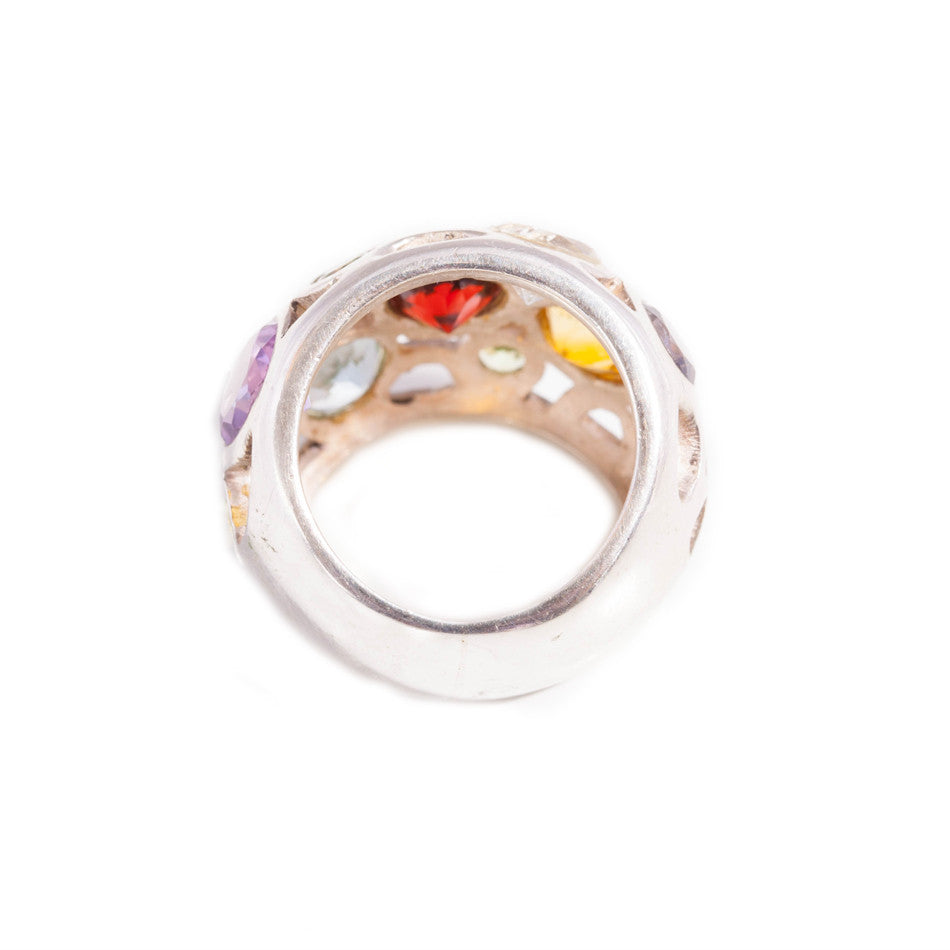 Garnet, Topaz, Amethyst, Peridot & Citrine Silver Cocktail Ring