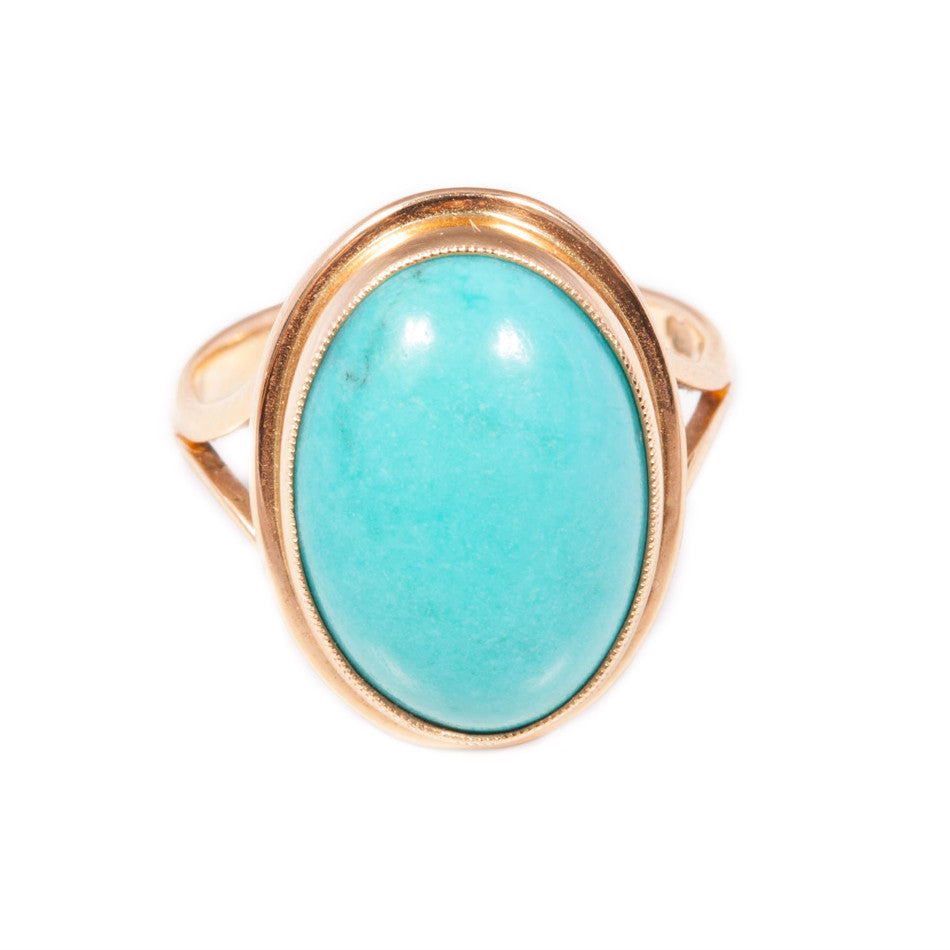 Handmade Turquoise Ring in 14ct gold