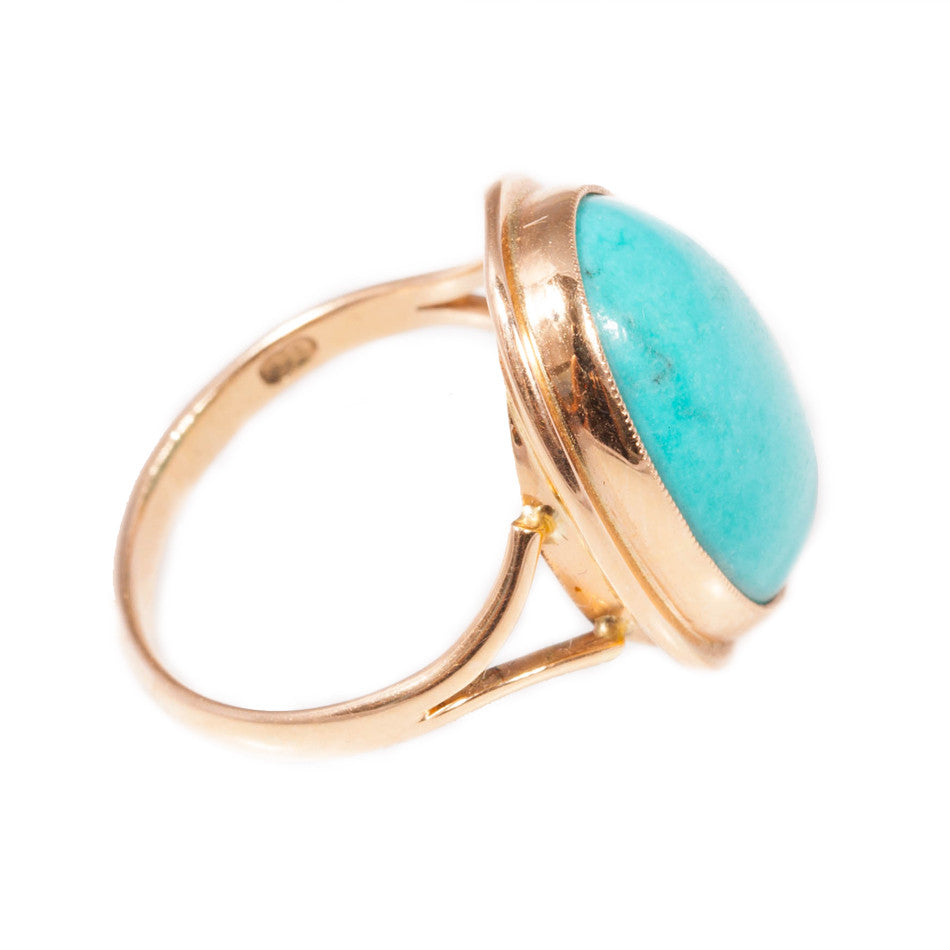 Handmade Turquoise Ring in 14ct gold