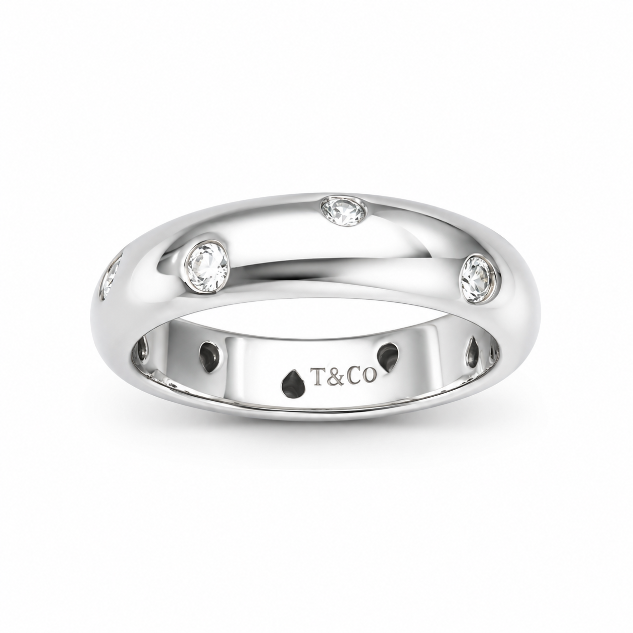 TIFFANY & CO. Etoile Diamond Wedding Band Ring set in Platinum