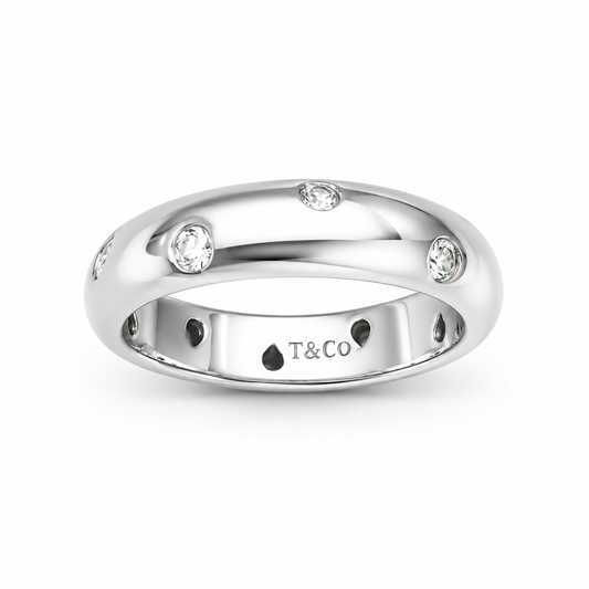 TIFFANY & CO. Etoile Diamond Wedding Band Ring set in Platinum