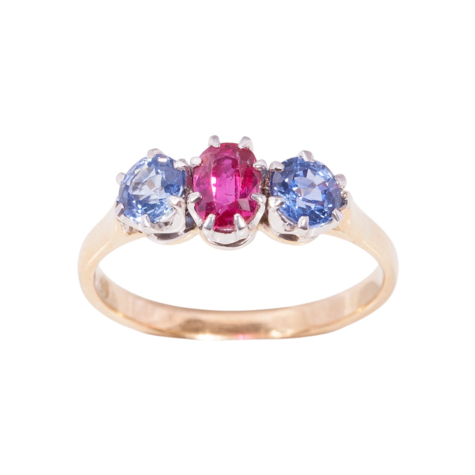 Ruby Rings Melbourne Melbourne Footy Club colours - Handmade Sapphire and Ruby 3 stone ring ...