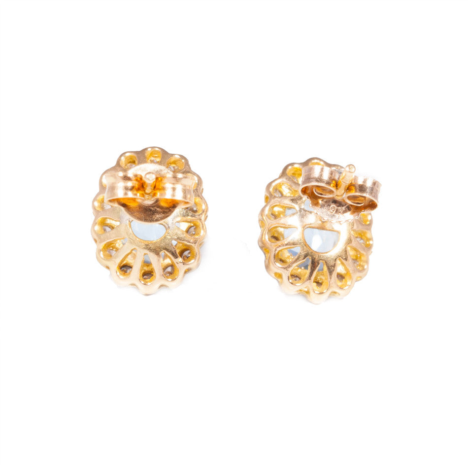 Aquamarine & Diamond Earrings set in 18ct yellow gold