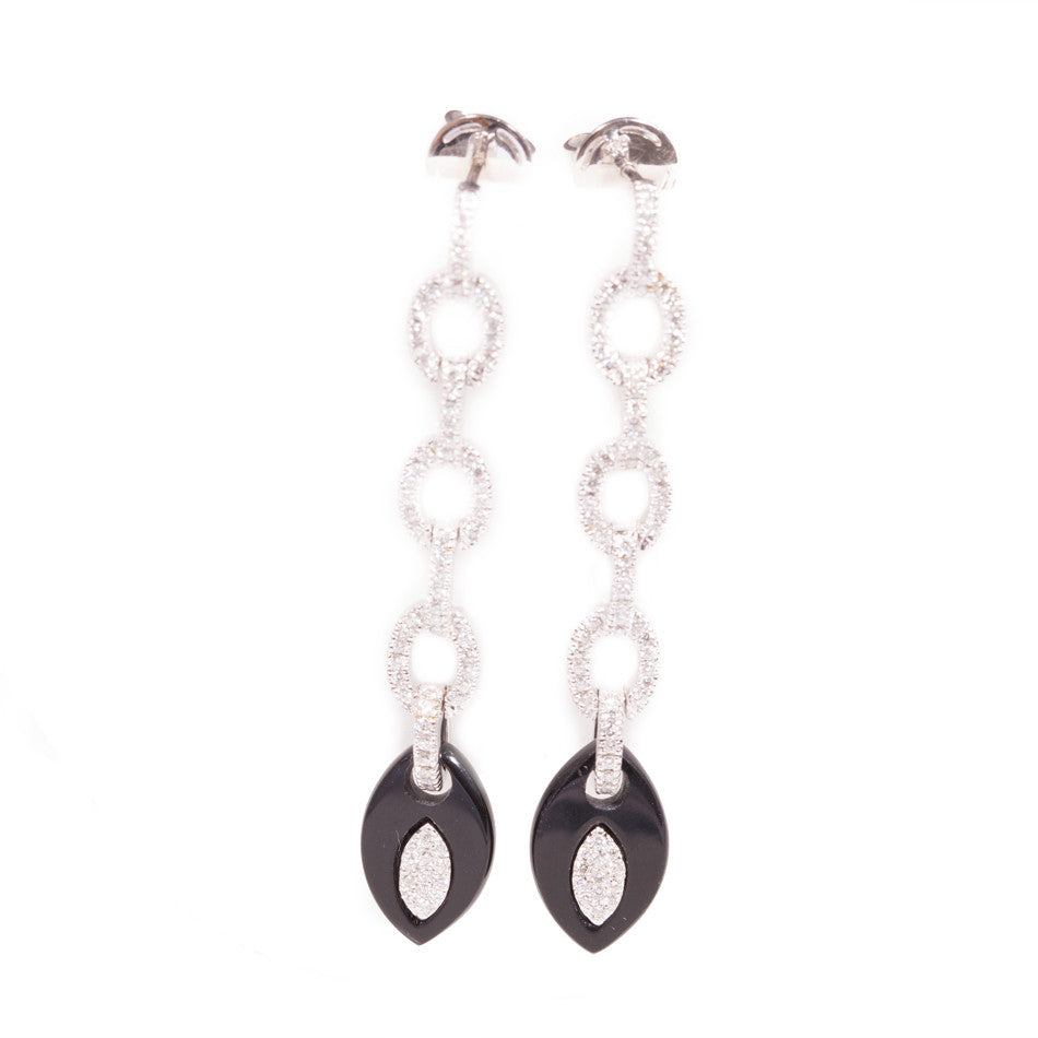 Art deco Style Onyx and Diamond Earrings in 18ct