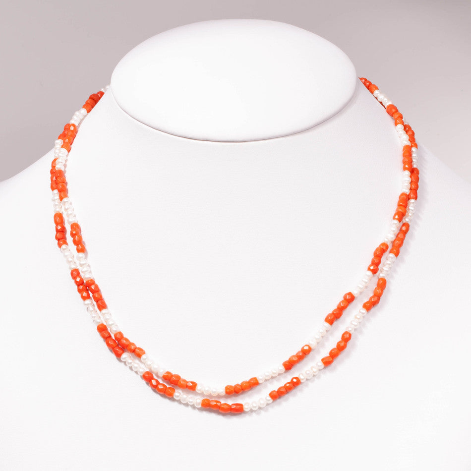 Vintage Coral & Pearl Necklace