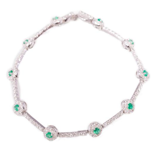 Diamond & Emerald Tennis Bracelet set in 14ct