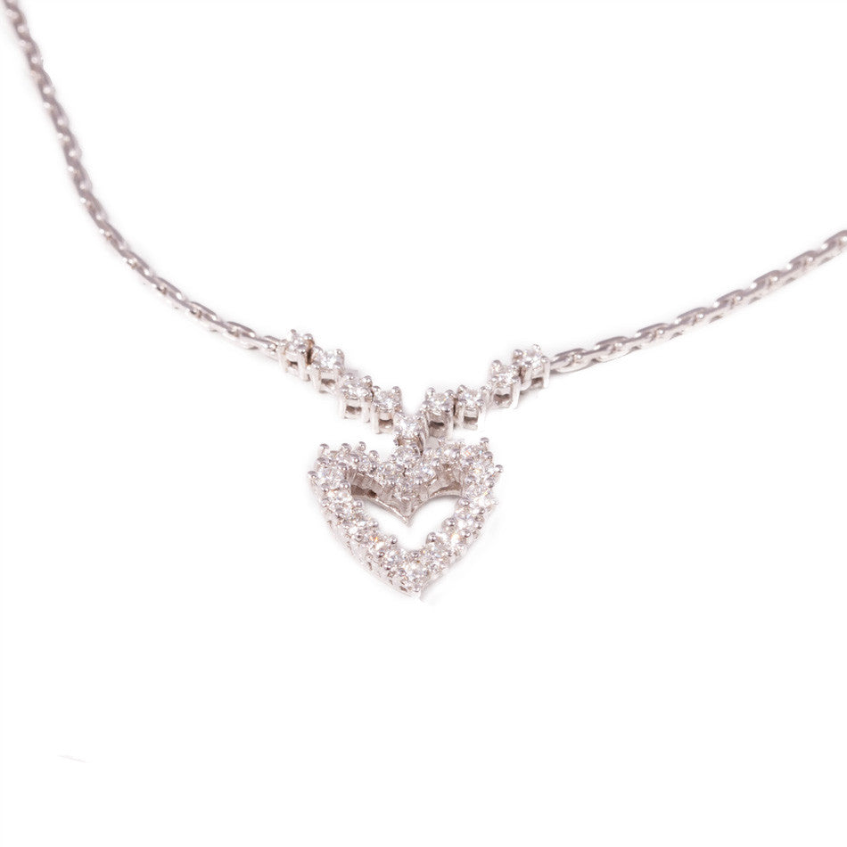 Diamond Heart Pendant in 14ct white gold