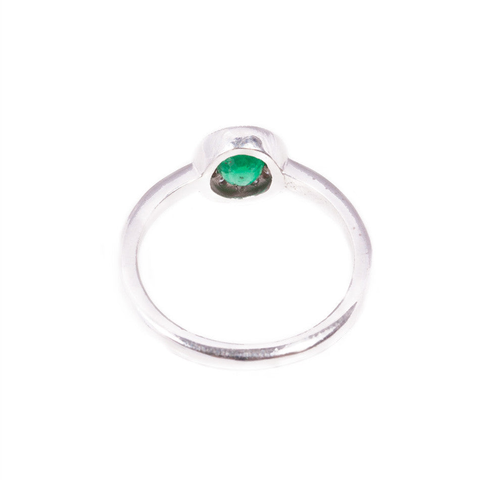 Art Deco Style Emerald & Diamond Ring in 18ct white gold