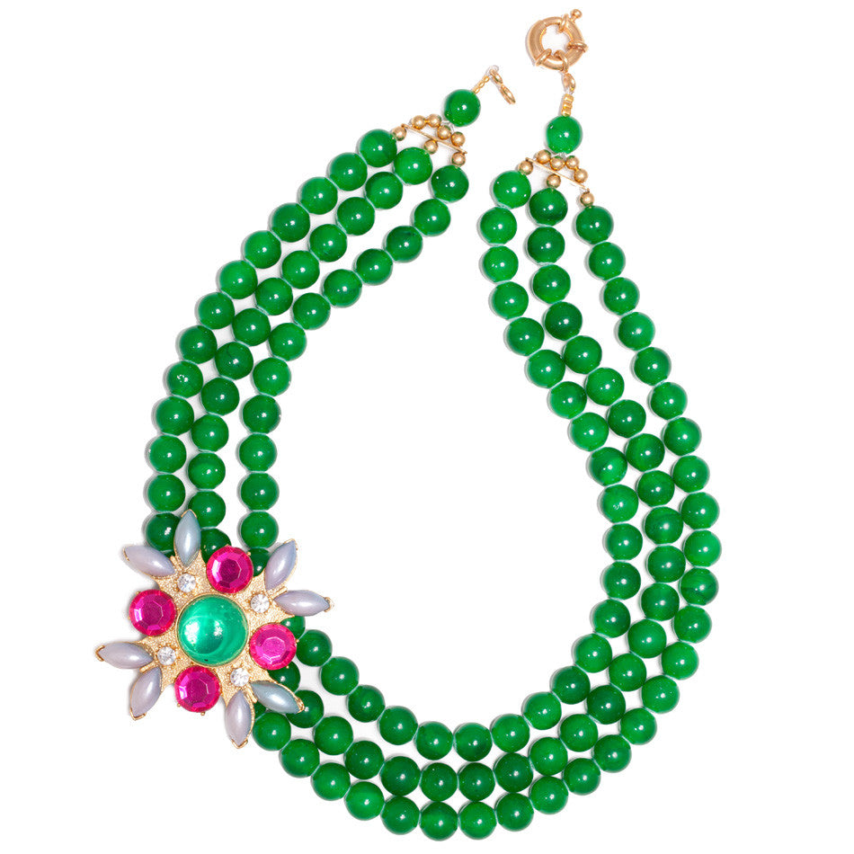 green bead statement necklace