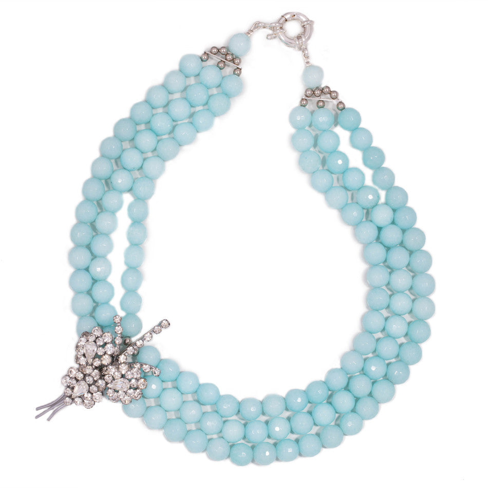 blue bead statement necklace