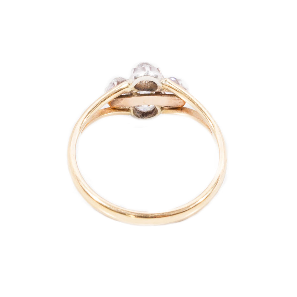 Vintage old cut diamond ring set in 18ct yellow gold back