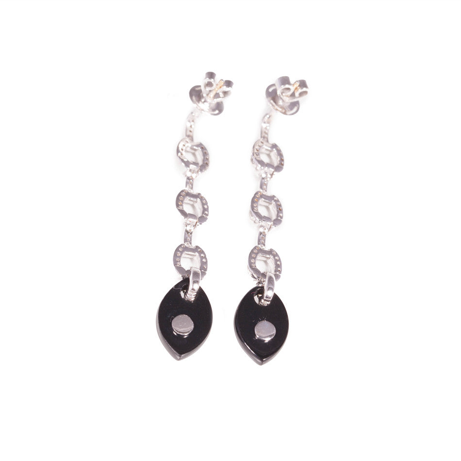Art deco Style Onyx and Diamond Earrings in 18ct