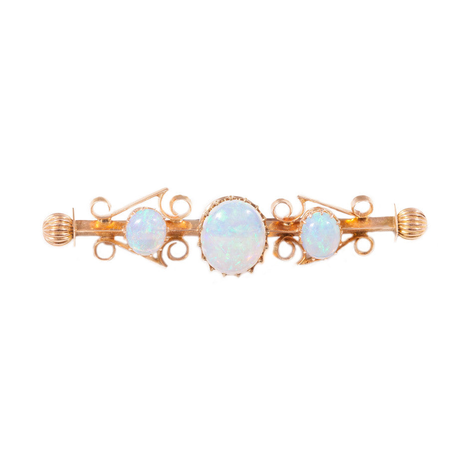 Magnificent Antique white opal brooch set in 15ct yellow gold.