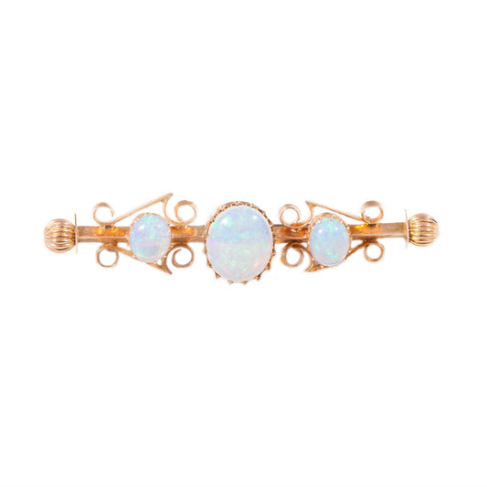 Magnificent Antique white opal brooch set in 15ct yellow gold.