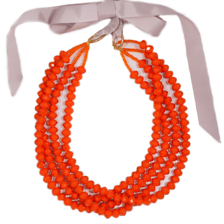 orange statment bead necklace