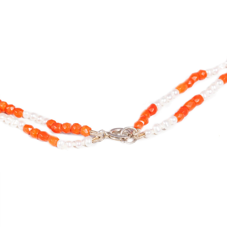 Coral and pearl necklace deals