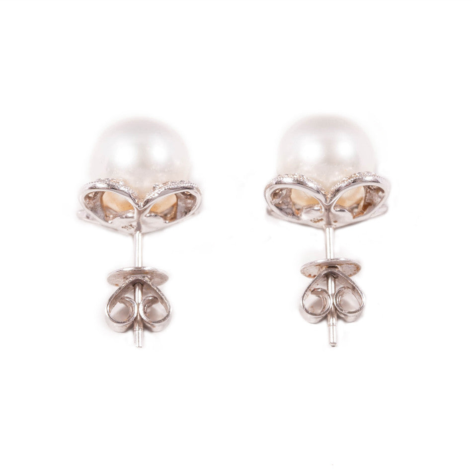 South Sea Cultured Pearl & Diamond Earrings in 18ct