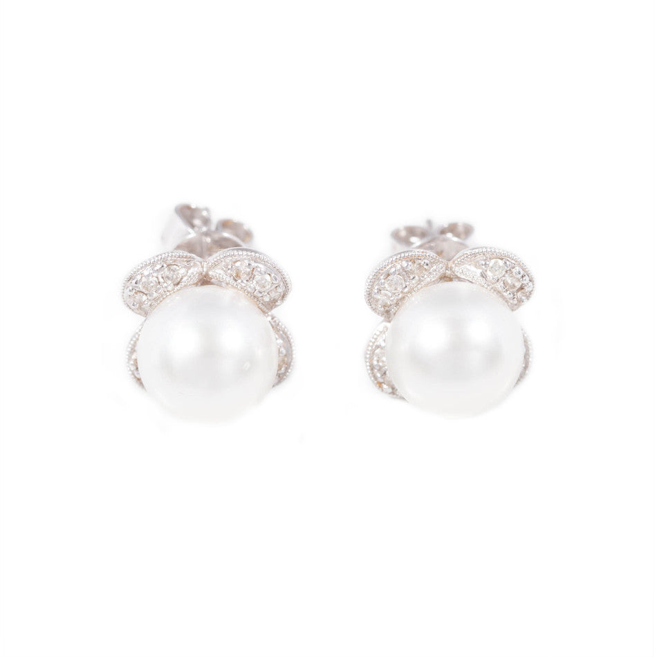 South Sea Cultured Pearl & Diamond Earrings in 18ct