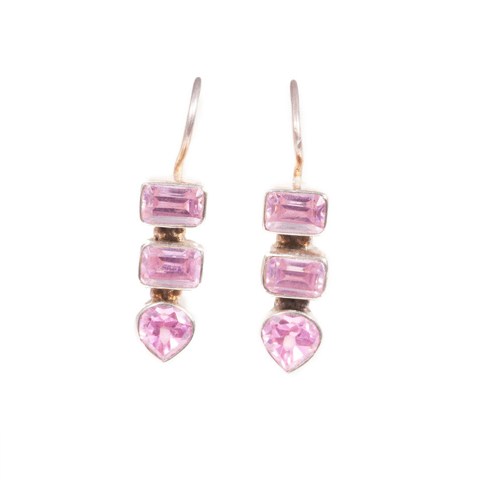 Pink Topaz Earrings in sterling silver