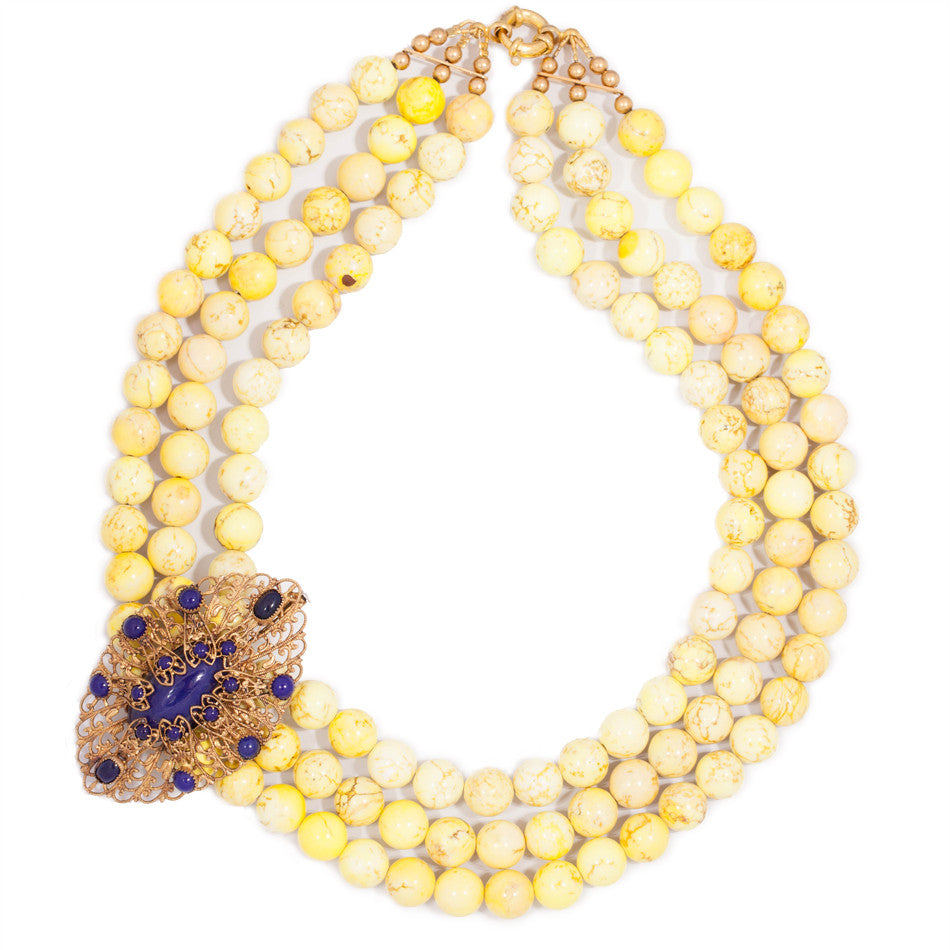 yellow bead statement necklace