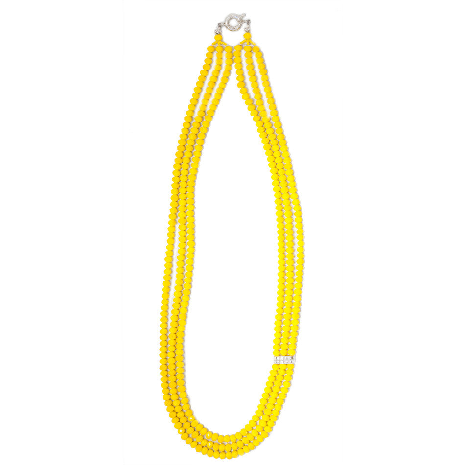 long yellow bead statement necklace